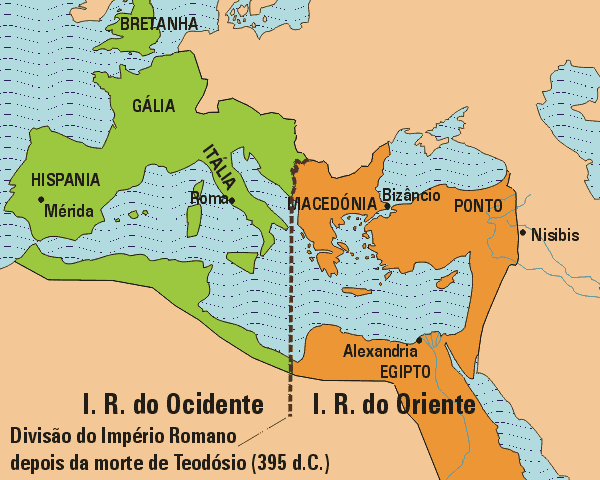 mapa imperio romano ocidente e oriente